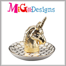 Animal elegante em forma de suporte de anel de cerâmica com galvanoplastia